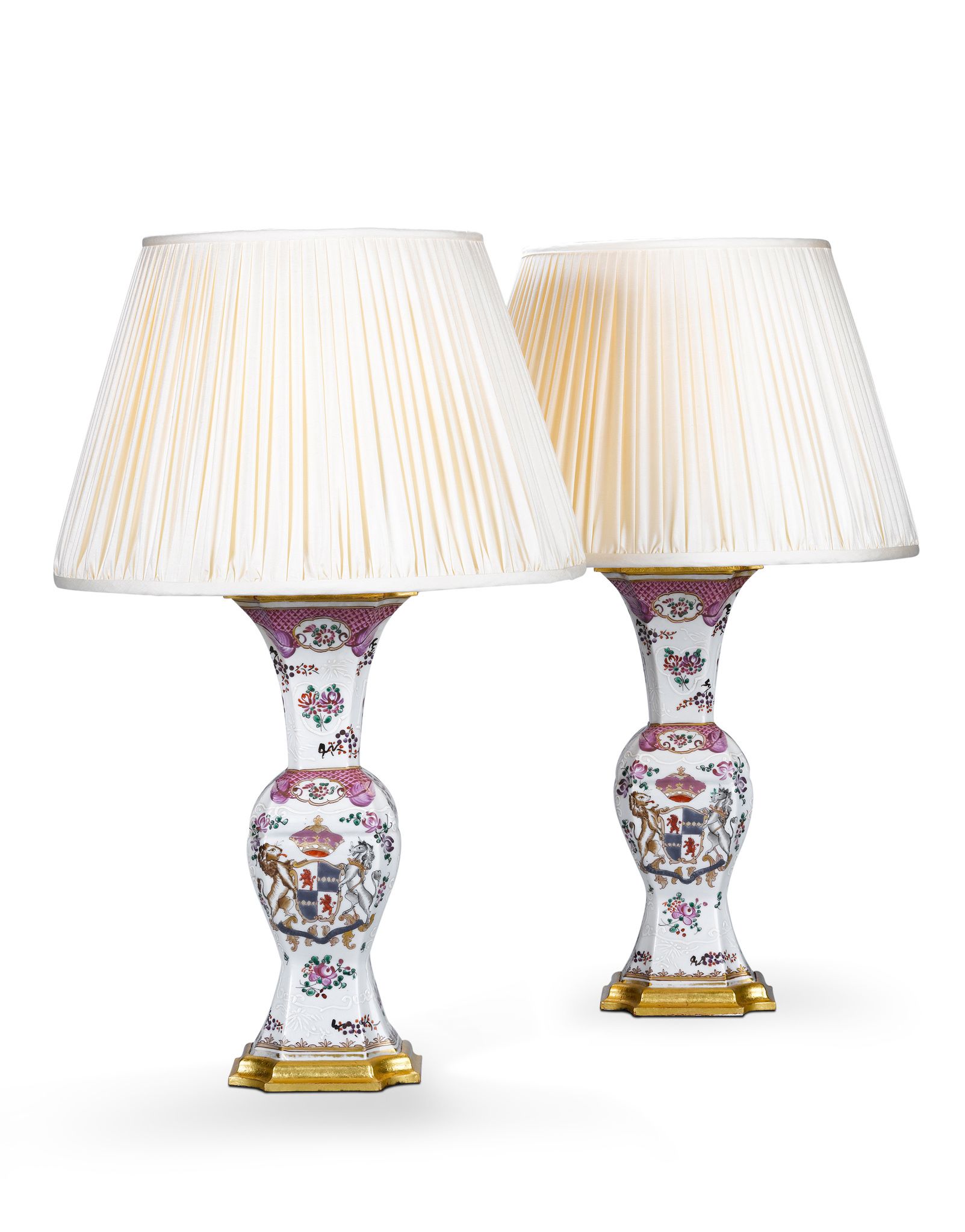 A Pair of Chinese Style Samson Vases Mounted as Lamps France circa 1870, the front face decorated
