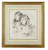 'Les Lionnes' France circa 1900, by Paul Cesar Helleu (1859 - 1927), drypoint, signed,  54cm