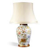 A Decalcomania Vase Mounted as a Lamp England / France circa 1880, of exceptional scale and with