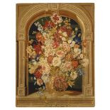 A Berlin Needlework Panel England circa 1880, worked in tent stitch depicting a vase of flowers