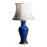 A Single Powder Blue Vase Mounted as a Lamp China circa 1880, of elegant baluster form, mounted as a