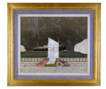 An Embroidery England circa 1920, commemorating the sinking of the Titanic on 15th April 1912, after