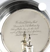 A Silver Plate Magnum Cask England circa 1914, retaining its original stopper and removable key, the
