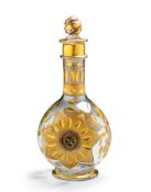 A Bohemian Gilded Glass Decanter Bohemia circa 1720, cut and gilded with red threads in the