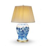 A Blue & White Chinese Vase Now Mounted as a Lamp China circa 1790, of baluster form decorated