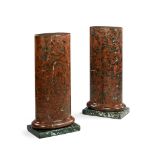 A Pair of Scagliola Pedestals Italy circa 1800, each of oval form fashioned from simulated griotte