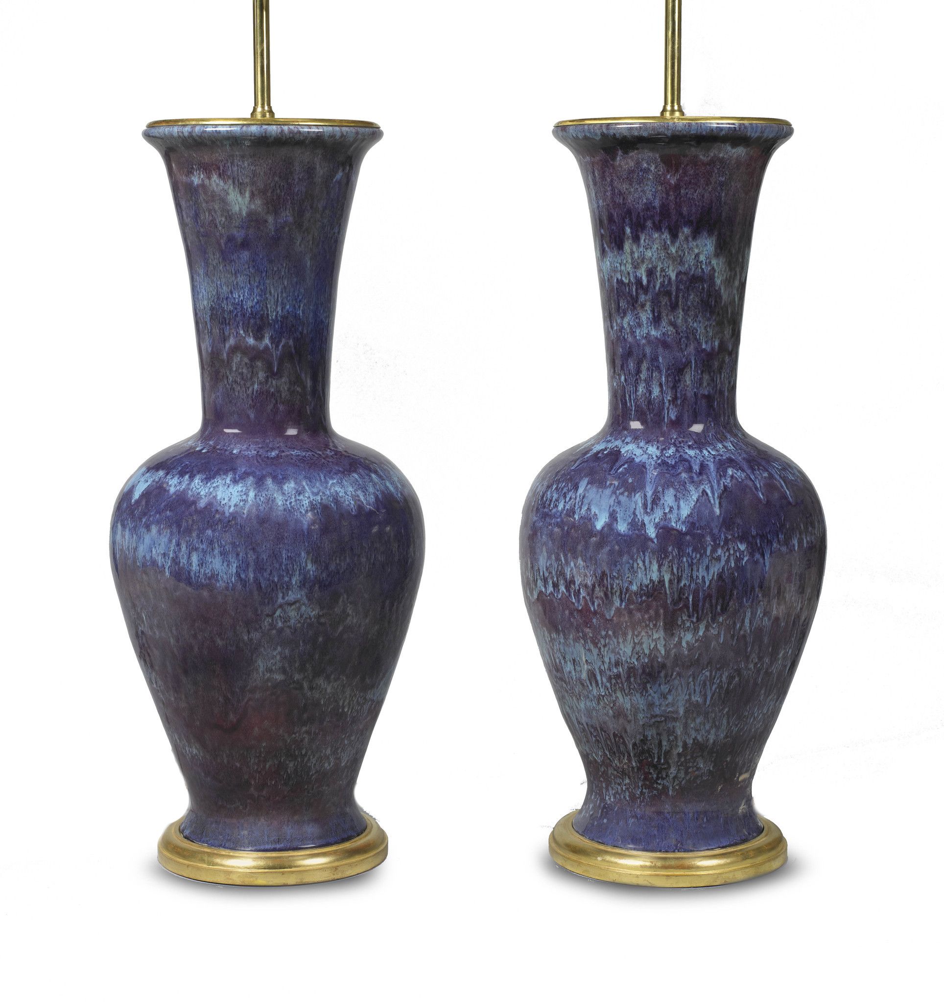 A Pair of Glazed Vases Italy circa 1920, signed ºssanelli', 27cm wide,  52cm high