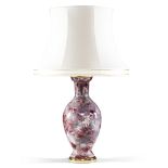 A Marbleised Glass Vase Mounted as A Lamp France circa 1880, with painted marbleised decoration, now