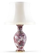 A Marbleised Glass Vase Mounted as A Lamp France circa 1880, with painted marbleised decoration, now