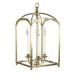 A Modern Small Square  Hall Lantern England circa 2000, with glass smoke cowl and three light candle