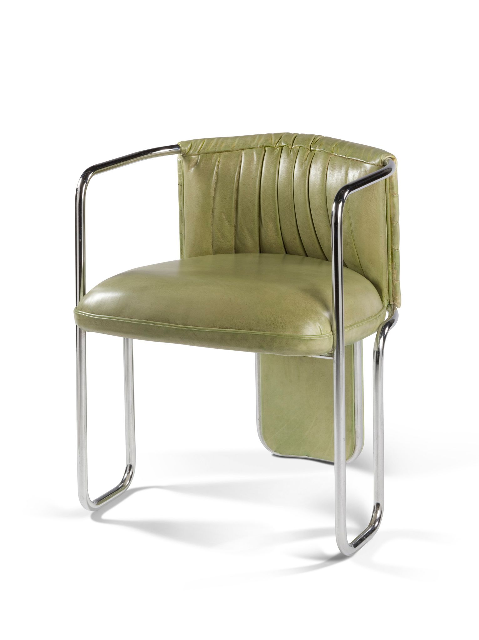 A Modernist Steel Armchair France circa 1930, an Art Deco chrome tubular desk chair of unusual