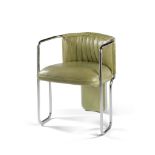 A Modernist Steel Armchair France circa 1930, an Art Deco chrome tubular desk chair of unusual