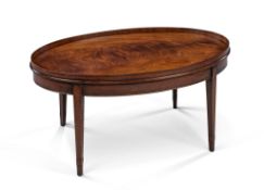 A George III Mahogany Tray Top Table England circa 1800, with finely figured detail and chevron