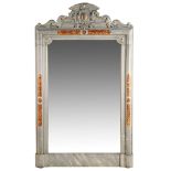 A NAPOLEON III GREY MARBLE PIER MIRROR France circa 1860, having a cresting of 'C' and 'S' scrolls