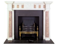 A George III Marble Fireplace England circa 1785, with three-quarter column jambs and Ionic capitals