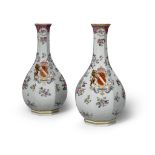 A Pair of 19th Century French Samson Porcelain Vases France circa 1800, bearing coar of arms with