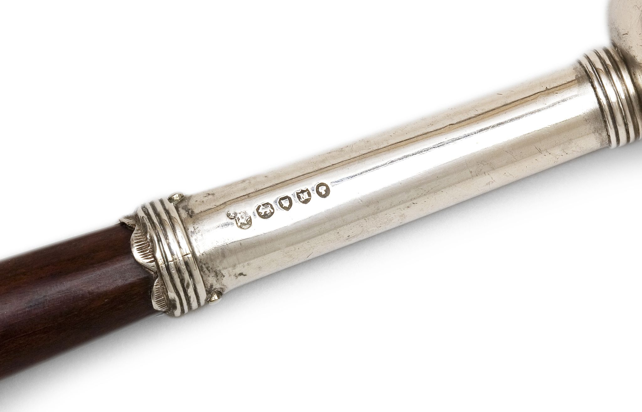 A Silver and Plum Pudding Mahogany Toasting Fork England circa 1887, with plum pudding mahogany - Image 3 of 4