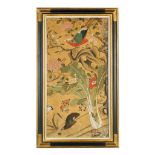 A Chinese Export Panel China circa 1790, depicting exotic birds including ducks and oriental