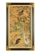A Chinese Export Panel China circa 1790, depicting exotic birds including ducks and oriental