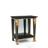 A Regency Parcel Gilt Side Table England circa 1825, with lions head capitals and claw feet with a