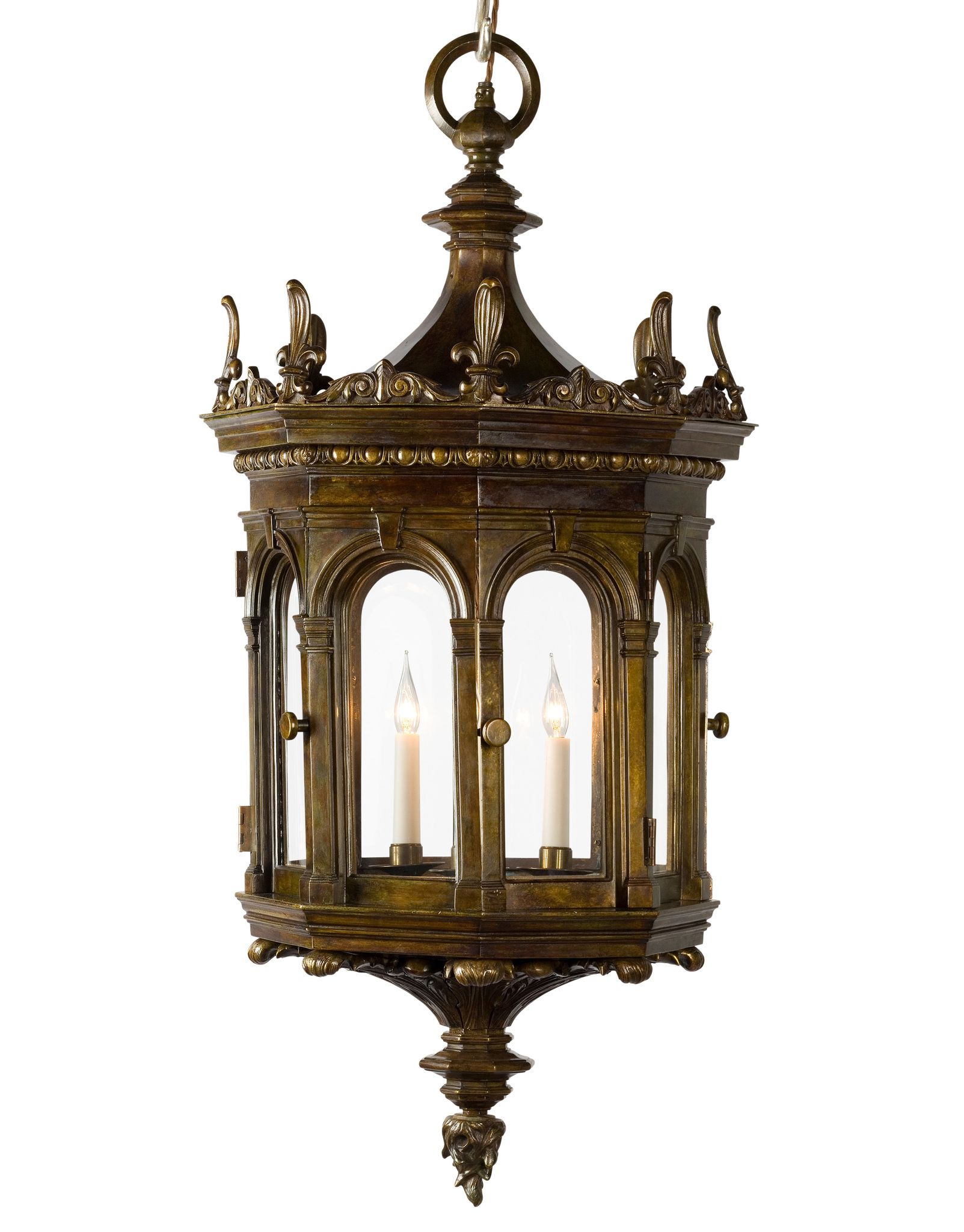 A Pair of Renaissance Revival Hanging Lanterns England circa 1880, in the Renaissance style, each - Image 2 of 2