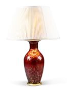 A Venetian Glass Vase Mounted as a Lamp Italy circa 1950,  with gold drop decoration, mounted as a