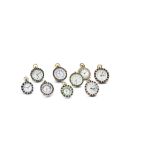 A Group of Nine Diamante Ball Clocks France circa 1890, each has an enamelled dial framed with