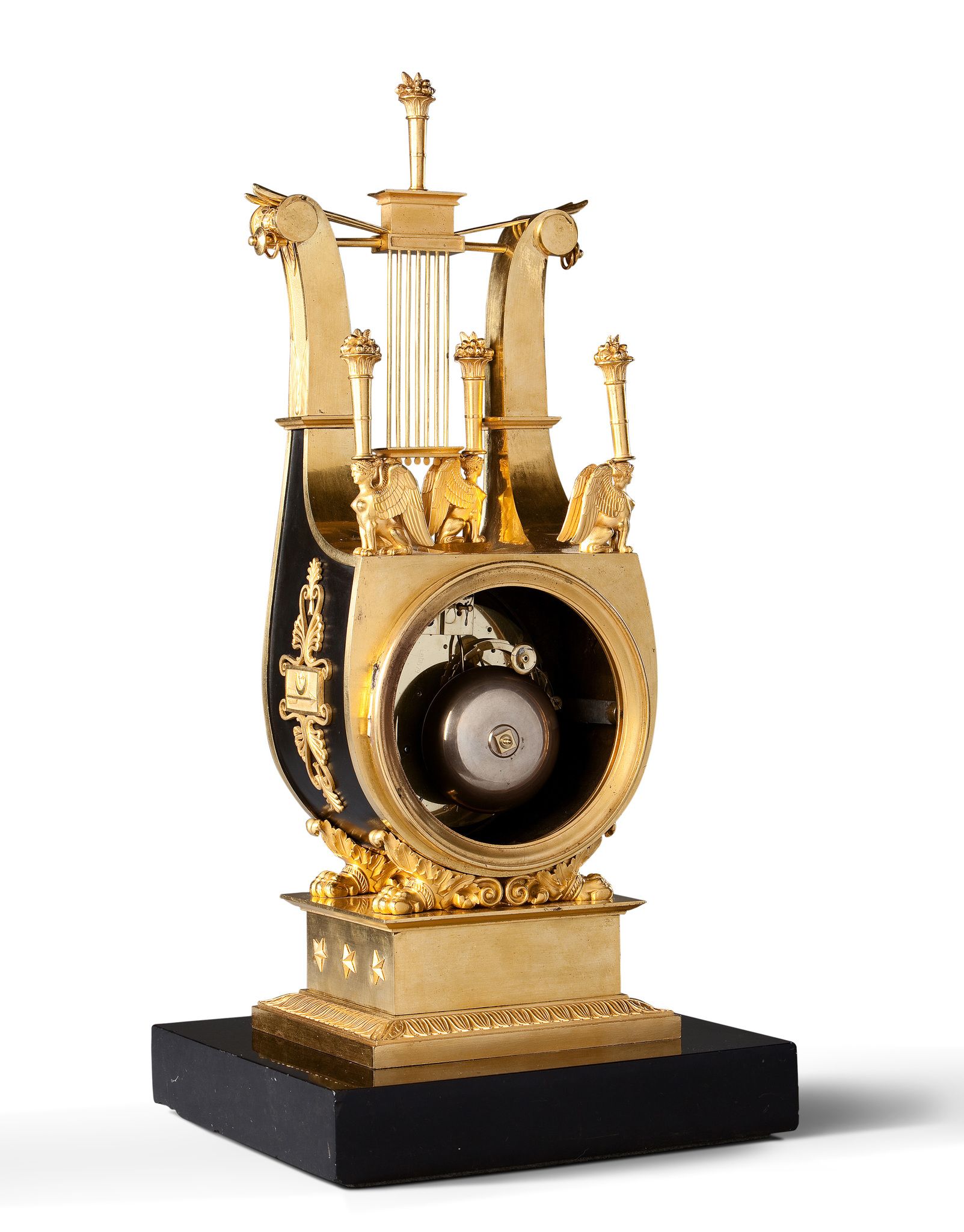 A Charles X Bronze and Ormolu Clock France circa 1820, the dial bordered with cut paste - Image 2 of 2