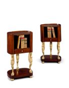 A Pair of Italian Commodini Italy  circa 1820, the kidney shaped upper section has an open front