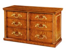 A Pollard Oak Chest of Drawers England circa 1860, mounted with foliate brass handles and  B ramah