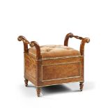 An Early 19th Century Satinwood Commode Stool England circa 1845, by Holland  &  Sons, upholstered