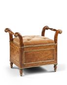 An Early 19th Century Satinwood Commode Stool England circa 1845, by Holland  &  Sons, upholstered