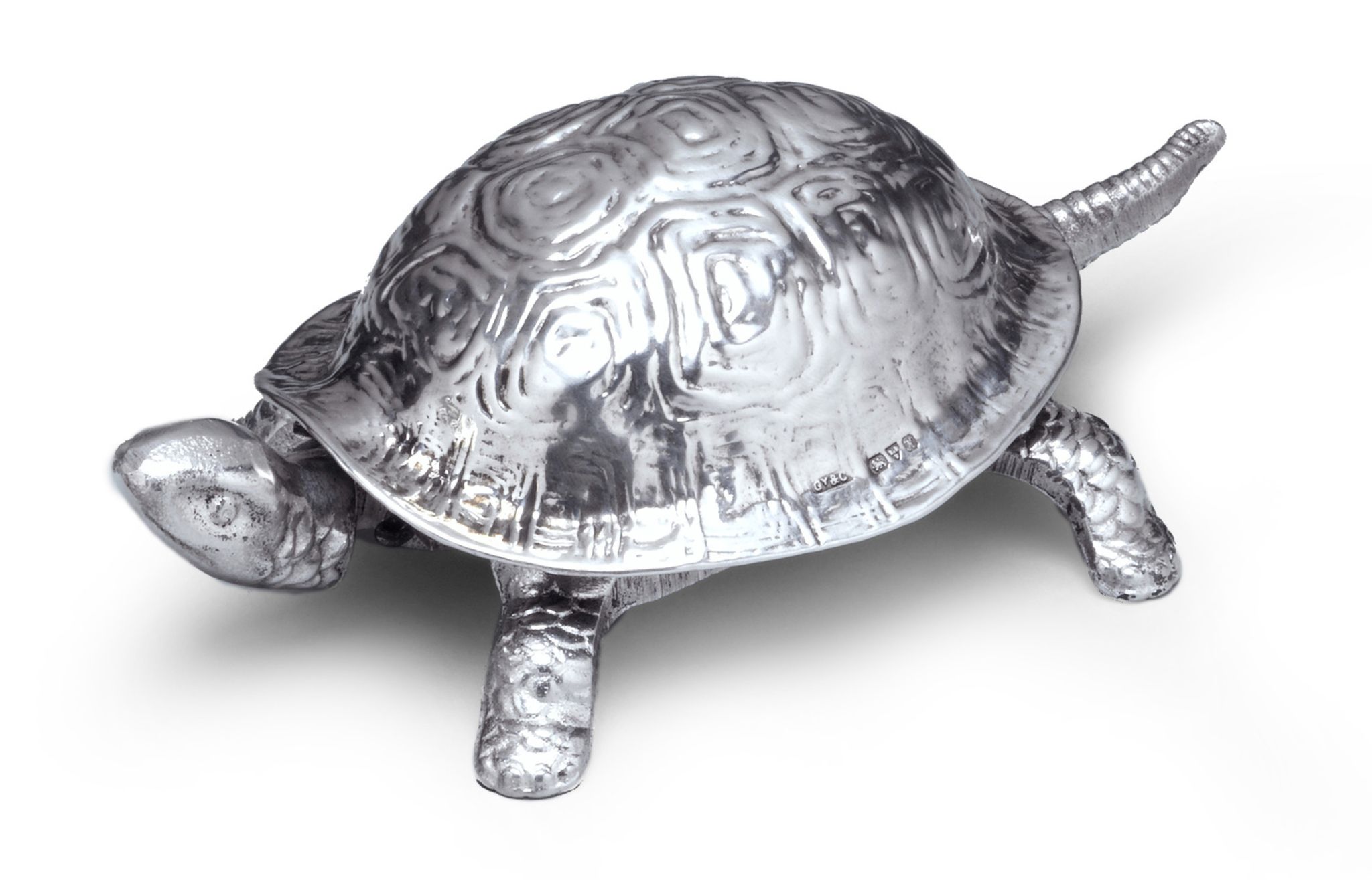 A Edwardian Silver Tortoise Bell England circa 1910, in the form of a tortoise, Hallmarks Chester,