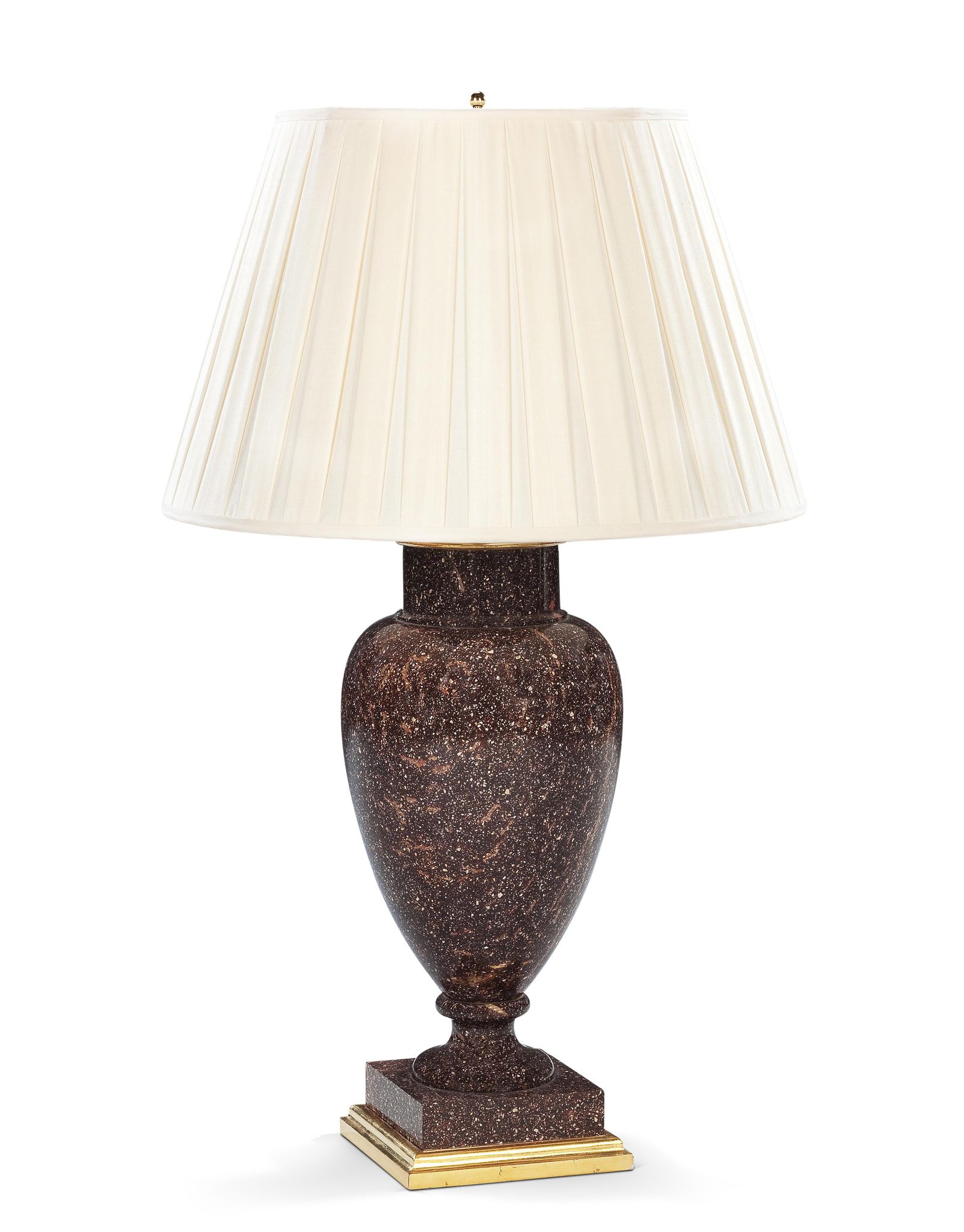 A Swedish Porphyry Vase Mounted as a Lamp Sweden circa 1810,  on a waisted foot supported on a