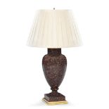 A Swedish Porphyry Vase Mounted as a Lamp Sweden circa 1810,  on a waisted foot supported on a