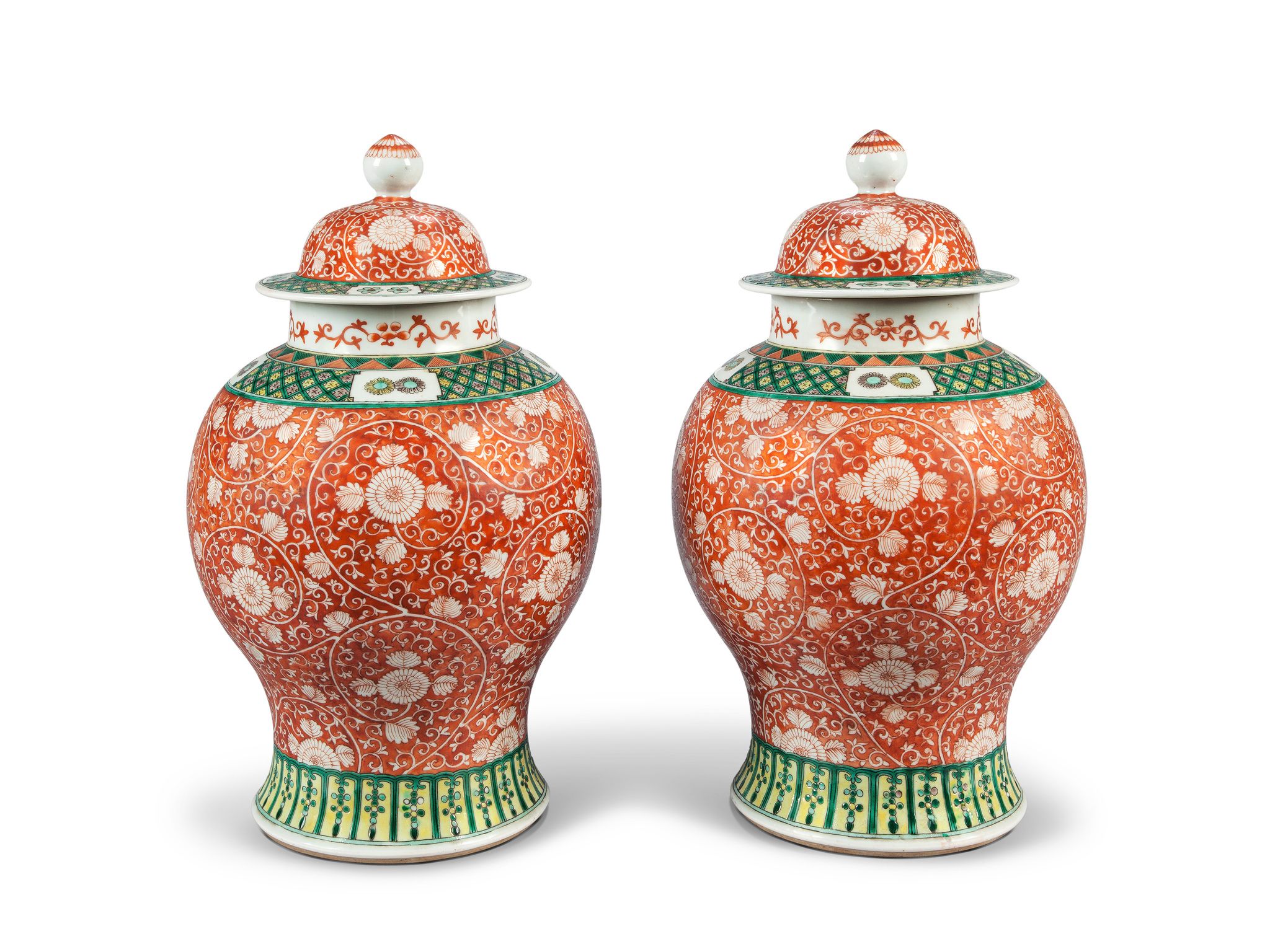 A Pair of Orange Chinese Vases China circa 1850