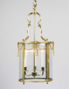 A Miniature Louis XVI Brass Circular Lantern France circa 1790, the original smoke cowl heading a