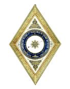 A Charles X Verre Églomisé Wall Barometer France circa 1825, of diamond form, the glass panels all