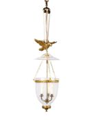 An Early 19th Century Pendant Glass Hanging Lantern England circa 1820, having a smoke cowl and