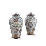 A Large Pair of Mid. 19th Century Decalcomania Vases With Covers France circa 1850,