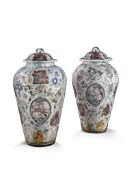 A Large Pair of Mid. 19th Century Decalcomania Vases With Covers France circa 1850,