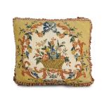 A Louis XVI Needlework Cushion France circa 1770, a superb Louis XVI needlework cushion, the central