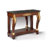 An Empire Mahogany Console Table France circa 1810,  throughout the veneers are of the finest