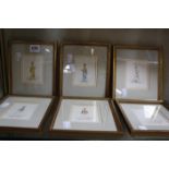 A set of six of military uniform watercolours depicting 19th Century dress, to include 'Austrian
