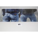 Martin Battersby (1916-1982) A rear view of two people wearing denim Gouache on paper Signed lower