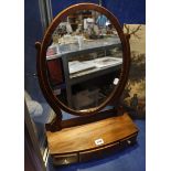 A 19th century mahogany toilet mirror, 57cm high x 38cm wide