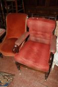 A William IV rosewood salon chair and a Victorian slipper chair.