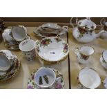 Part Tea/Dinner Royal Albert 'Old Country Roses' pattern, to include teapot, milk jug, a selection