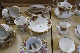 Part Tea/Dinner Royal Albert 'Old Country Roses' pattern, to include teapot, milk jug, a selection