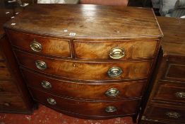An early 19th century mahogany bow front chest, 100cm wide x 53cm x 96cm high